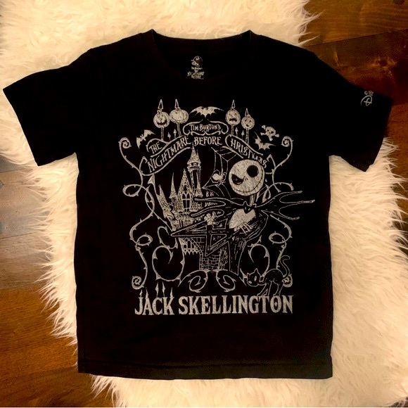 Nightmare Before Christmas Glow In The Dark Jack Head Crew Neck Short Sleeve Black Adult T Shirt Xs - Foto 5